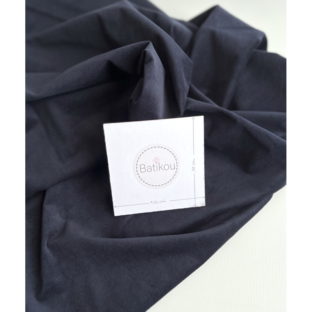 Velours milleraies stretch coton coloris bleu marine Batikou - 2