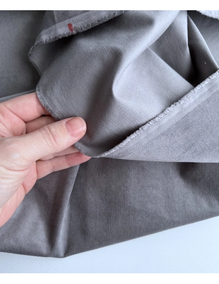 Velours milleraies stretch coton coloris gris plomb Batikou - 5