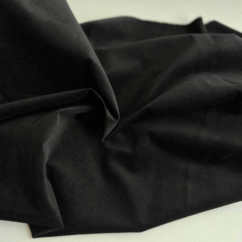 Velours milleraies stretch coton coloris noir Batikou - 1