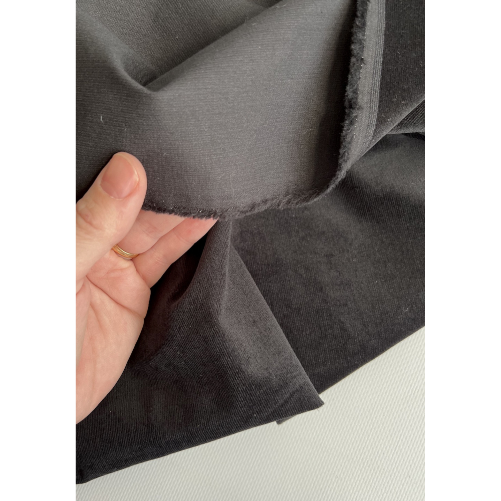 Velours milleraies stretch coton coloris noir Batikou - 3