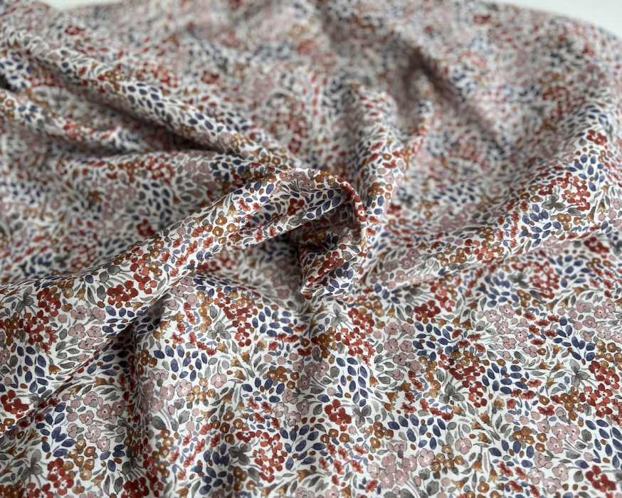 Annette - Batiste de coton SILKYNE à imprimé fleuri Tissus issus de l'agriculture biologique  - 5
