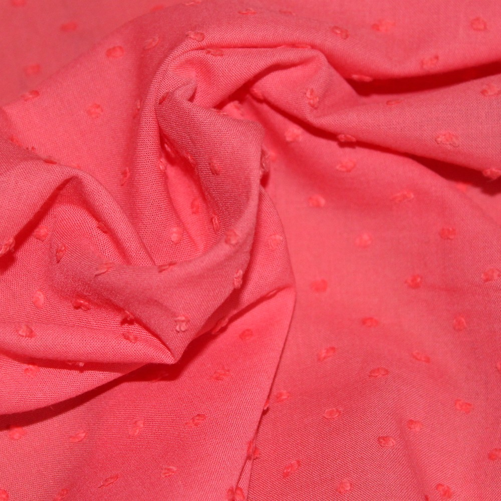 Plumetis de coton coloris corail