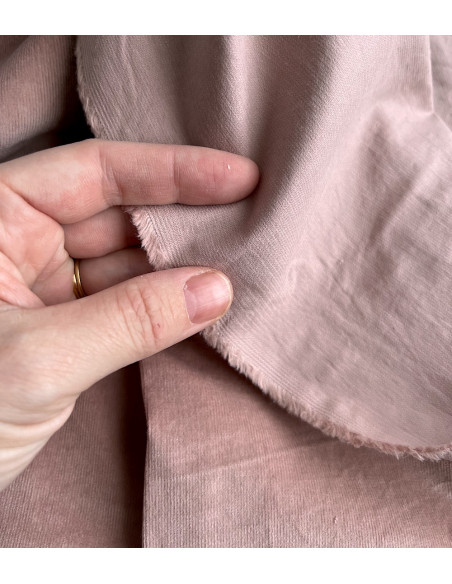 Velours milleraies stretch coton coloris vieux rose Batikou - 2