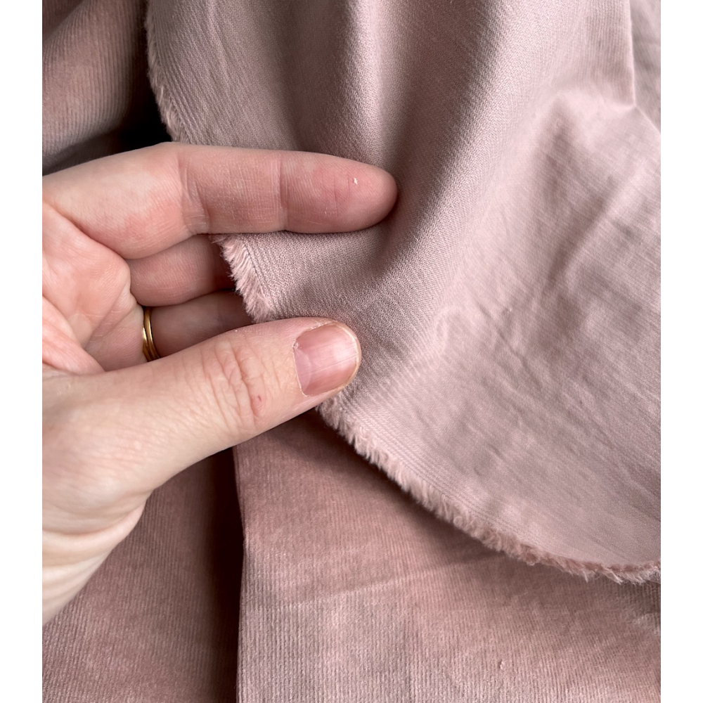 Velours milleraies stretch coton coloris vieux rose Batikou - 2