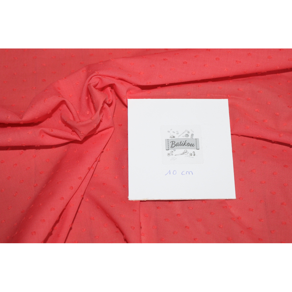 Plumetis de coton coloris corail