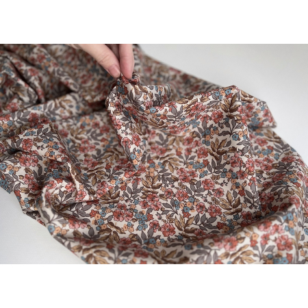 Fanelie - Popeline de coton BIO imprimé fleurs fanées Tissus issus de l'agriculture biologique  - 2