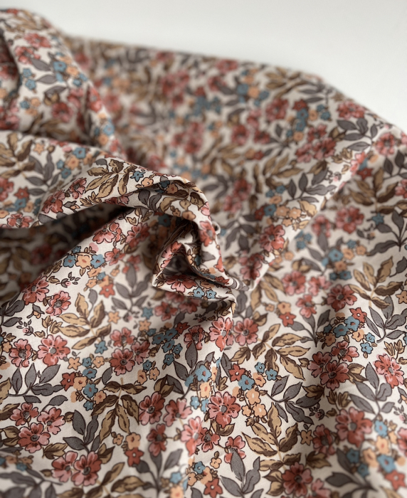 Fanelie - Popeline de coton BIO imprimé fleurs fanées Tissus issus de l'agriculture biologique  - 4