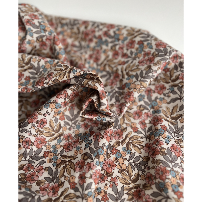 Fanelie - Popeline de coton BIO imprimé fleurs fanées Tissus issus de l'agriculture biologique  - 4