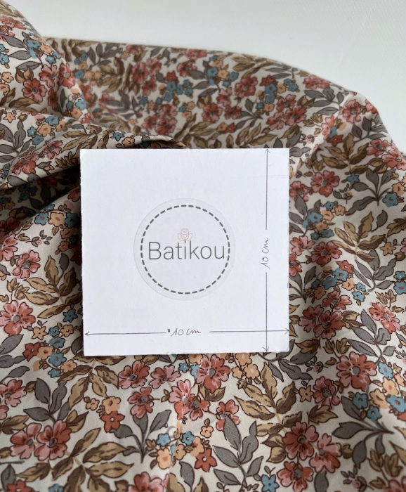 Fanelie - Popeline de coton BIO imprimé fleurs fanées Tissus issus de l'agriculture biologique  - 5