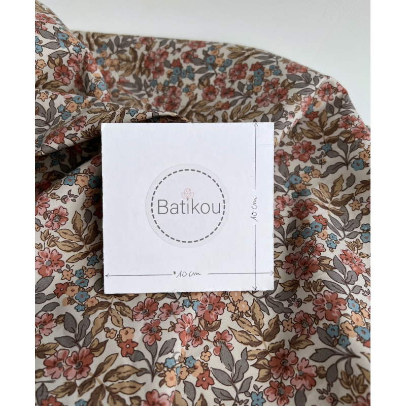 Fanelie - Popeline de coton BIO imprimé fleurs fanées Tissus issus de l'agriculture biologique  - 5