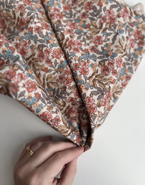 Fanelie - Popeline de coton BIO imprimé fleurs fanées Tissus issus de l'agriculture biologique  - 6