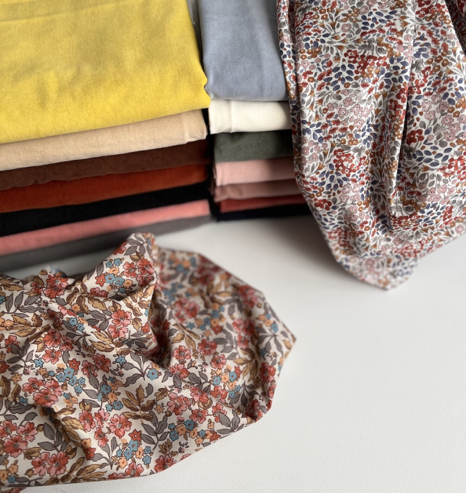 Fanelie - Popeline de coton BIO imprimé fleurs fanées Tissus issus de l'agriculture biologique  - 7