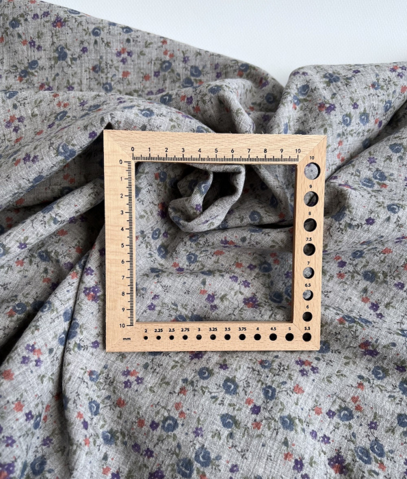 Idalie - Double gaze de coton BIO chiné coloris gris fleuri Tissus issus de l'agriculture biologique  - 4