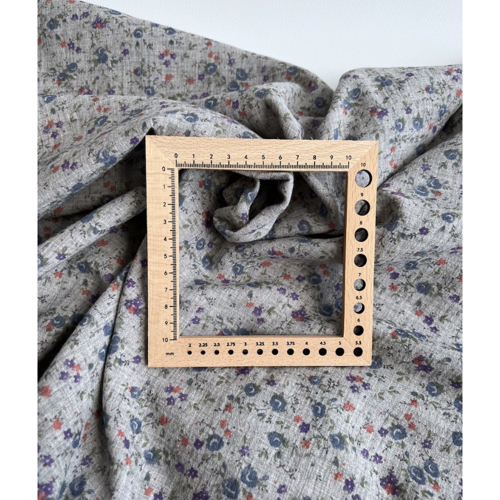 Idalie - Double gaze de coton BIO chiné coloris gris fleuri Tissus issus de l'agriculture biologique  - 4