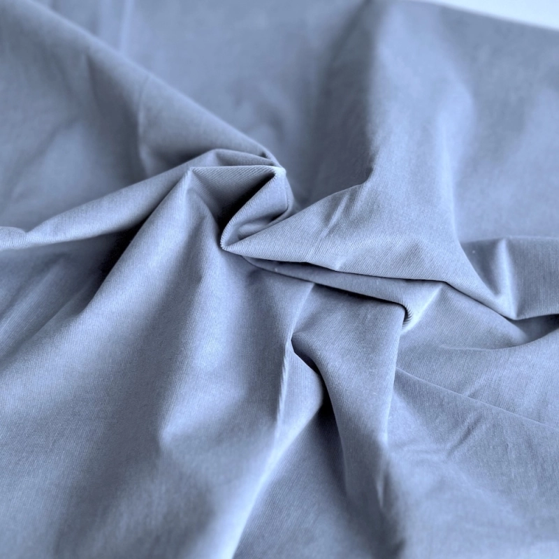 Velours milleraies stretch coton coloris bleu porcelaine Batikou - 1