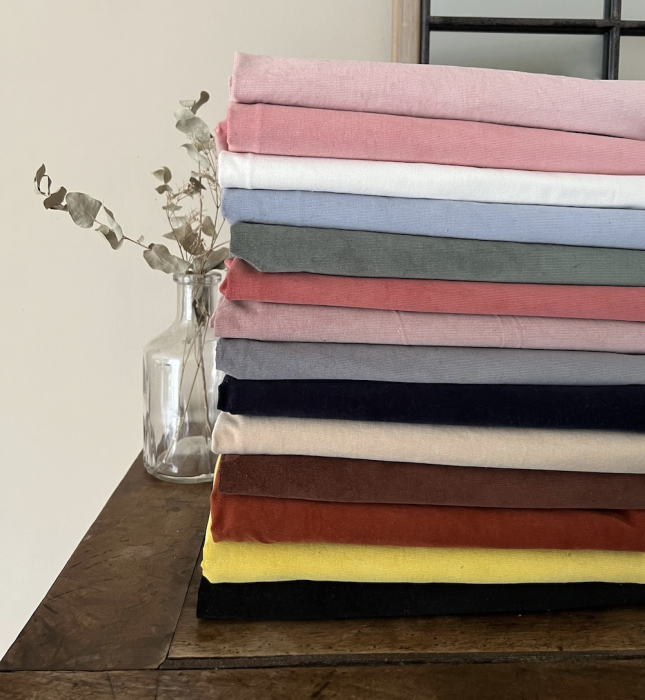 Velours milleraies stretch coton coloris rose malabar Batikou - 6