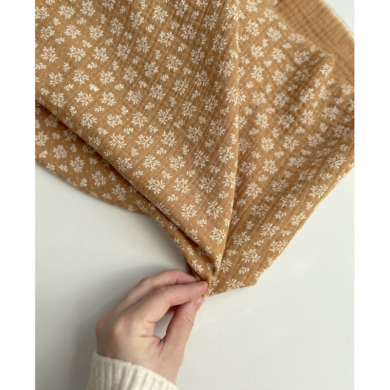 Double gaze de coton Meesya fond camel à motifs Batikou - 3