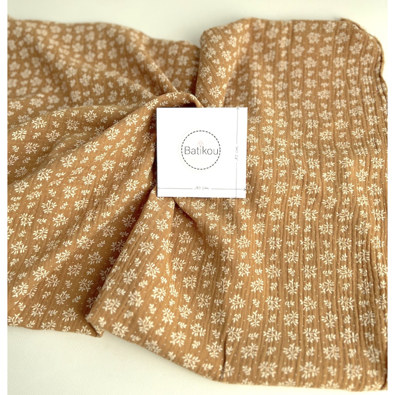 Double gaze de coton Meesya fond camel à motifs Batikou - 4