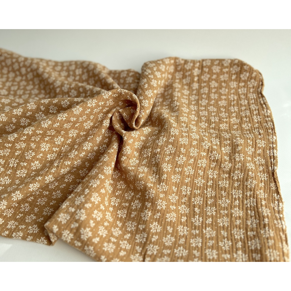 Double gaze de coton Meesya fond camel à motifs Batikou - 7