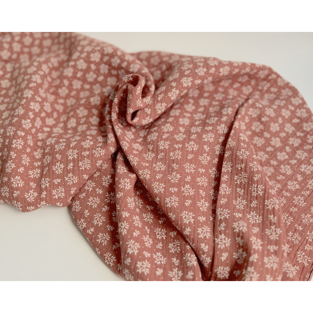 Double gaze de coton Meesya fond marsala à motifs Batikou - 4