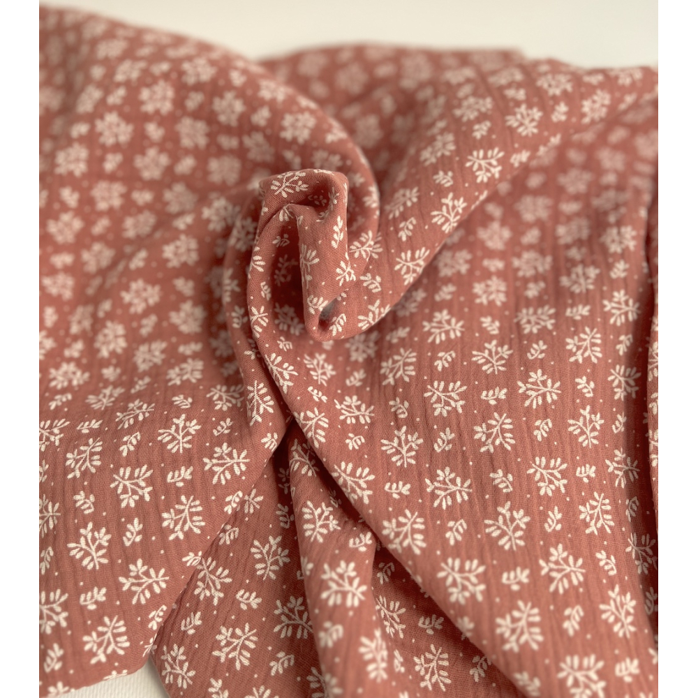 Double gaze de coton Meesya fond marsala à motifs Batikou - 6