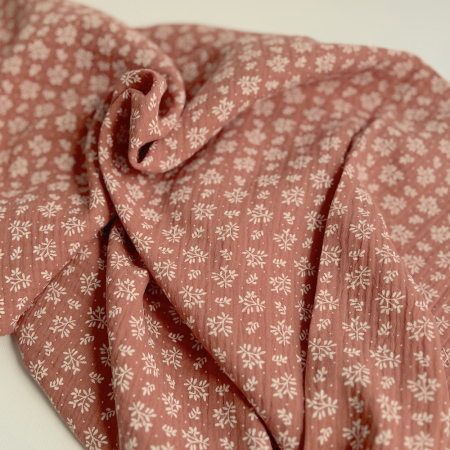 Double gaze de coton Meesya fond marsala à motifs Batikou - 1