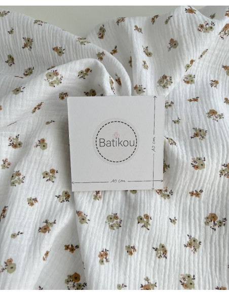 Double gaze de coton Hope blanc motifs fleuris Naturel Batikou - 4