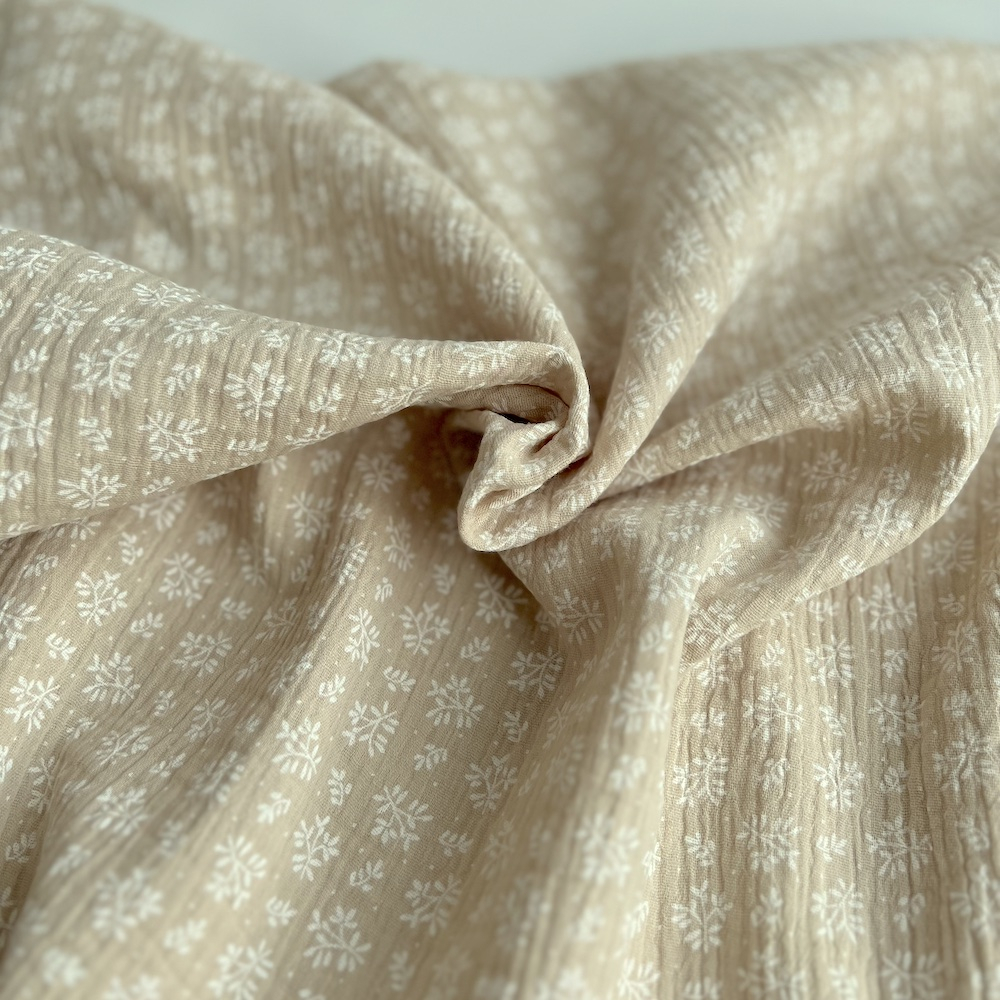 Double gaze de coton Meesya fond crème à motifs Batikou - 1