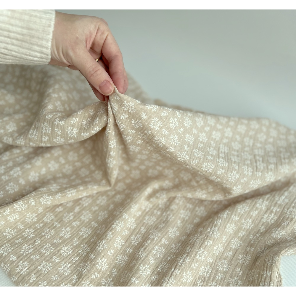 Double gaze de coton Meesya fond crème à motifs Batikou - 4