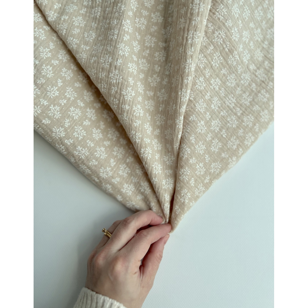 Double gaze de coton Meesya fond crème à motifs Batikou - 3