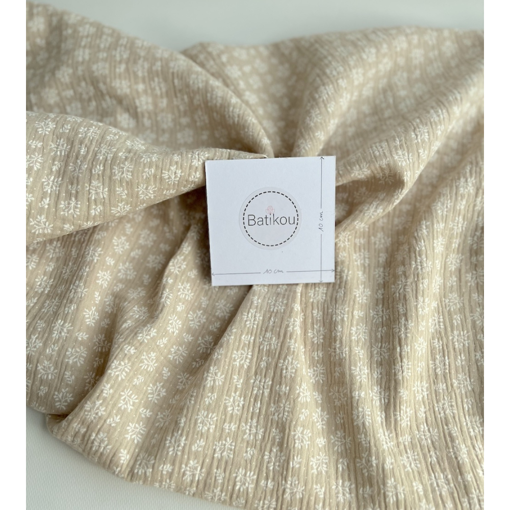 Double gaze de coton Meesya fond crème à motifs Batikou - 5