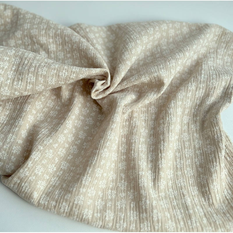 Double gaze de coton Meesya fond crème à motifs Batikou - 6