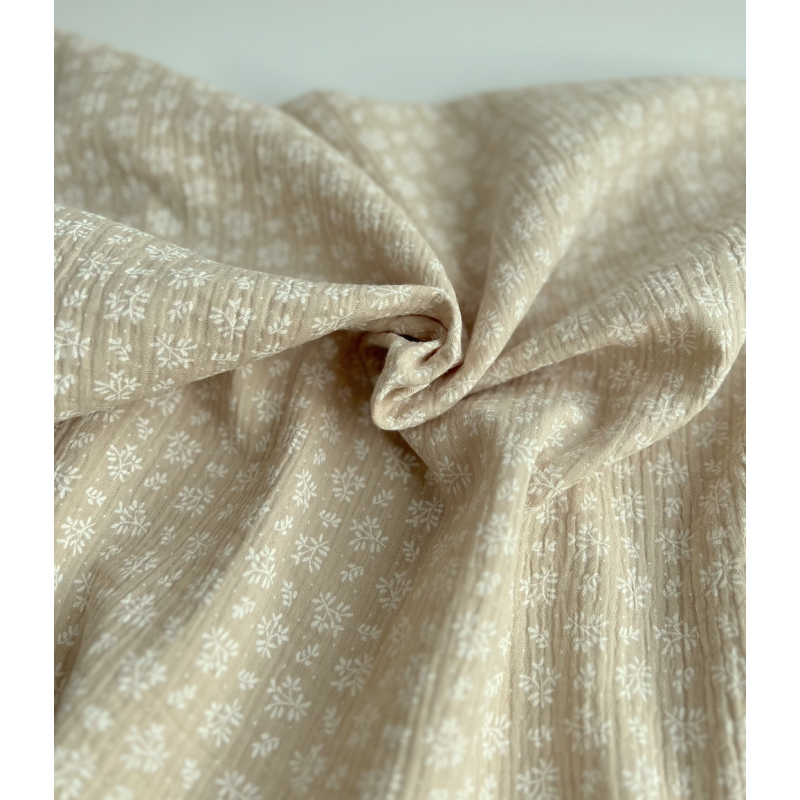 Double gaze de coton Meesya fond crème à motifs Batikou - 7