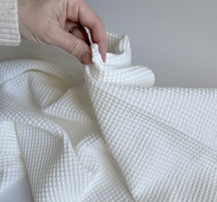 Coton BIO nid d'abeille coloris blanc cassé Tissus issus de l'agriculture biologique  - 2