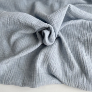 Double gaze de coton BIO chiné coloris bleu ciel Tissus issus de l'agriculture biologique  - 1