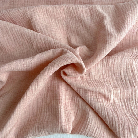 Double gaze de coton BIO chiné coloris rose chamallow Tissus issus de l'agriculture biologique  - 1 Double gaze de coton BIO chiné coloris rose chamallow Tissus issus de l'agriculture biologique  - 1