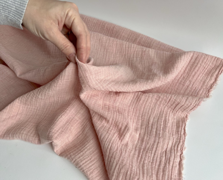 Double gaze de coton BIO chiné coloris rose chamallow Tissus issus de l'agriculture biologique  - 4