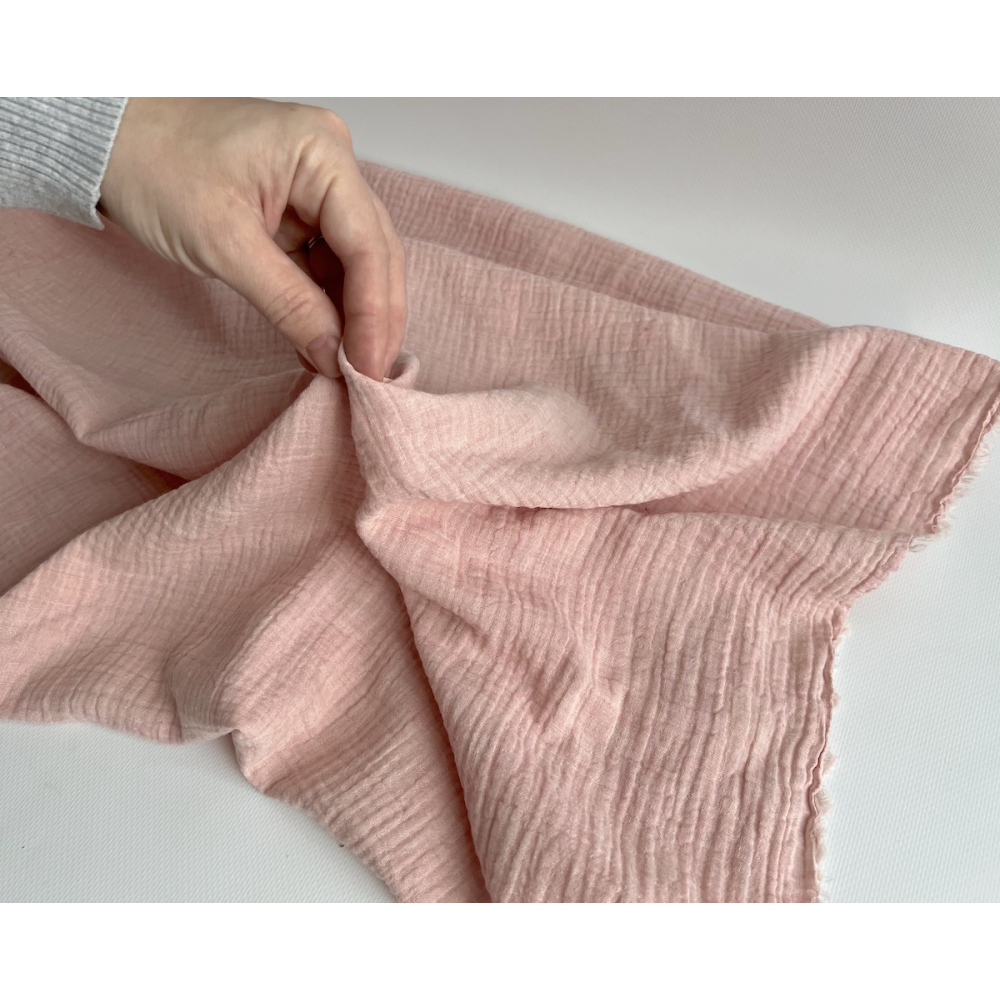 Double gaze de coton BIO chiné coloris rose chamallow Tissus issus de l'agriculture biologique  - 4