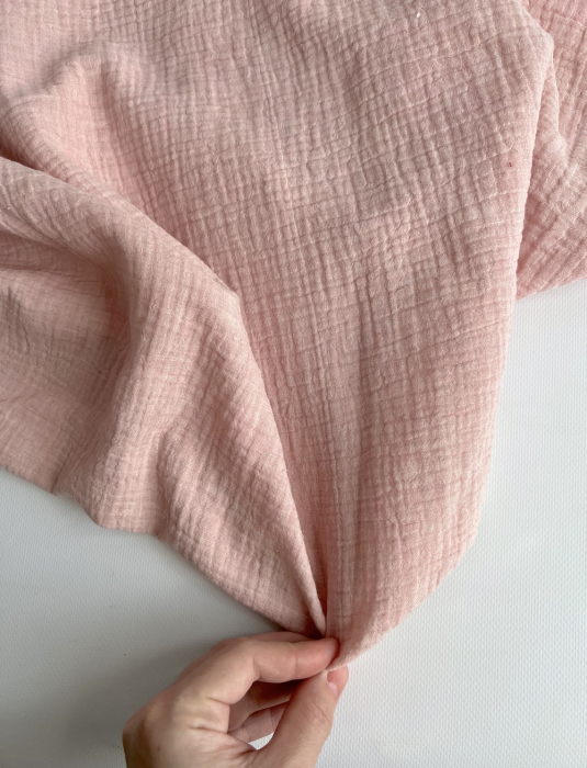 Double gaze de coton BIO chiné coloris rose chamallow Tissus issus de l'agriculture biologique  - 3