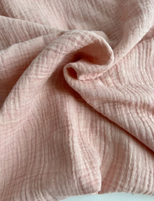 Double gaze de coton BIO chiné coloris rose chamallow Tissus issus de l'agriculture biologique  - 5