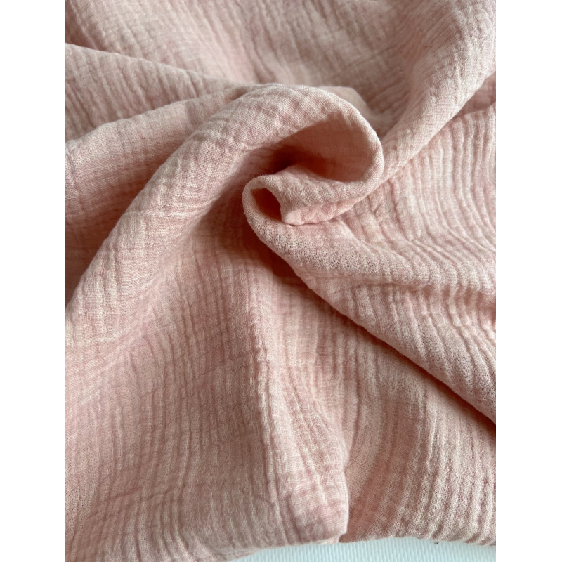 Double gaze de coton BIO chiné coloris rose chamallow Tissus issus de l'agriculture biologique  - 5