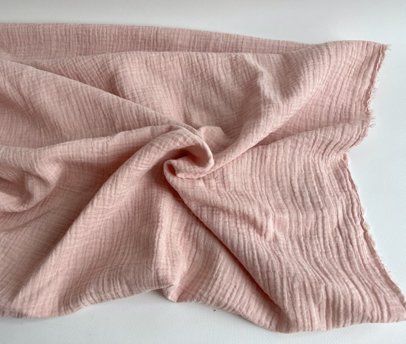 Double gaze de coton BIO chiné coloris rose chamallow Tissus issus de l'agriculture biologique  - 6