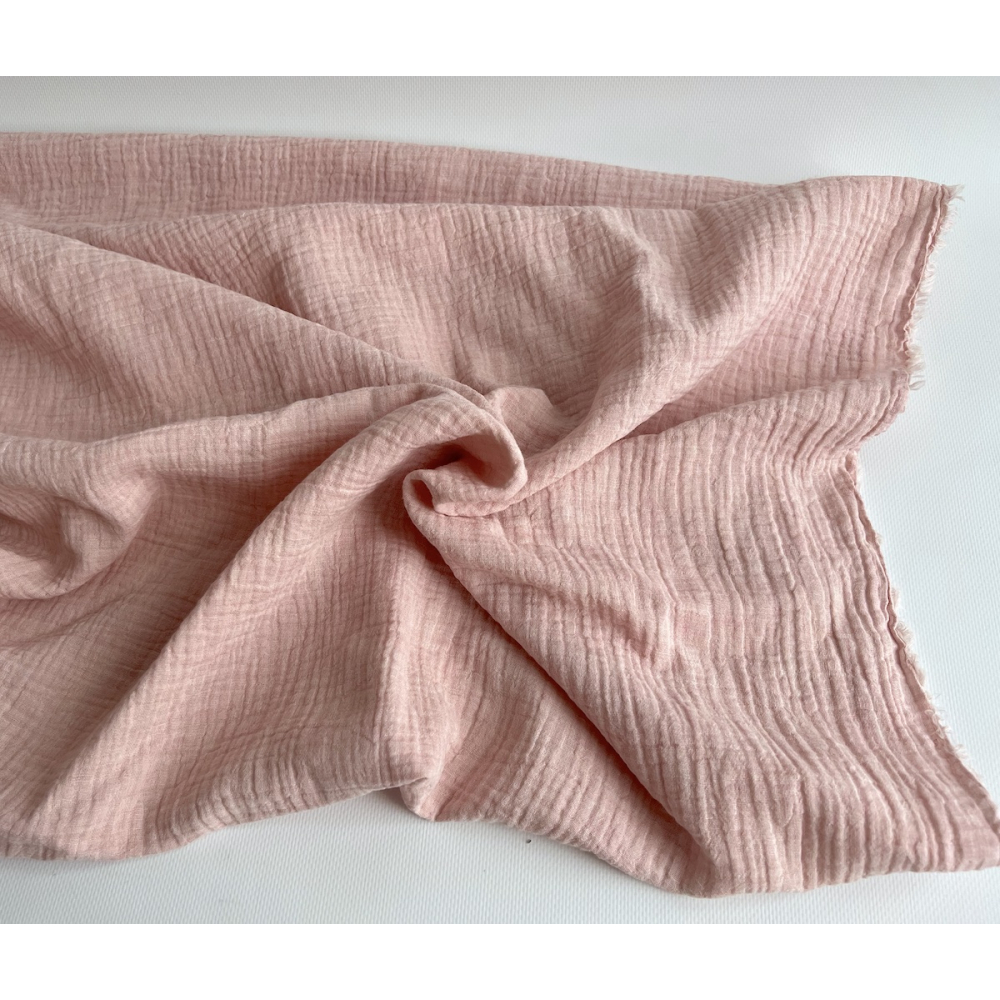 Double gaze de coton BIO chiné coloris rose chamallow Tissus issus de l'agriculture biologique  - 6
