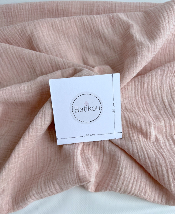 Double gaze de coton BIO chiné coloris rose chamallow Tissus issus de l'agriculture biologique  - 7