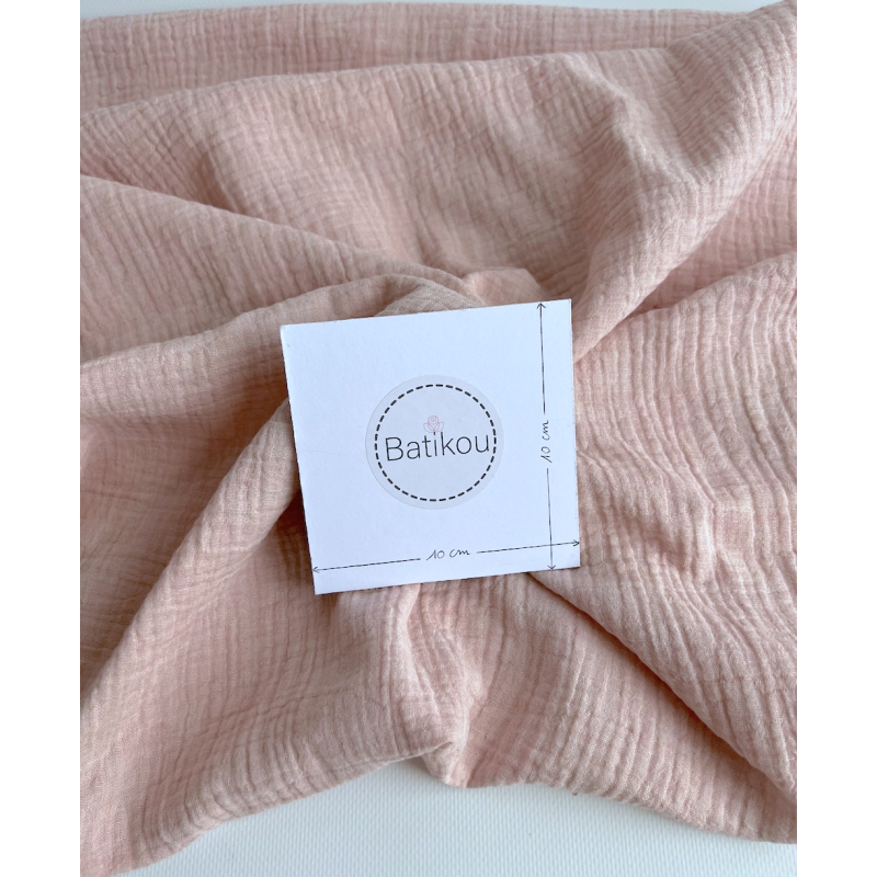 Double gaze de coton BIO chiné coloris rose chamallow Tissus issus de l'agriculture biologique  - 7