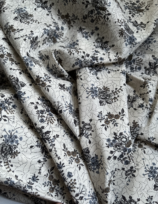 Jeanne - Batiste de coton bio SILKYNE à imprimé fleuri automne Tissus issus de l'agriculture biologique  - 5
