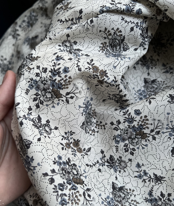 Jeanne - Batiste de coton bio SILKYNE à imprimé fleuri automne Tissus issus de l'agriculture biologique  - 2