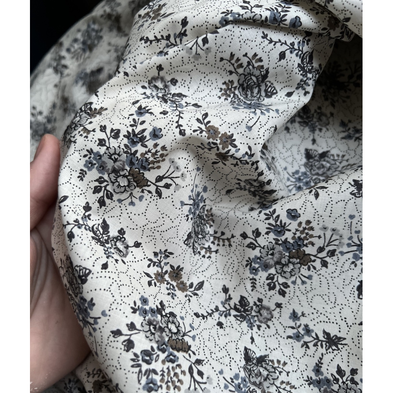 Jeanne - Batiste de coton bio SILKYNE à imprimé fleuri automne Tissus issus de l'agriculture biologique  - 2