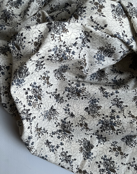 Jeanne - Batiste de coton bio SILKYNE à imprimé fleuri automne Tissus issus de l'agriculture biologique  - 7