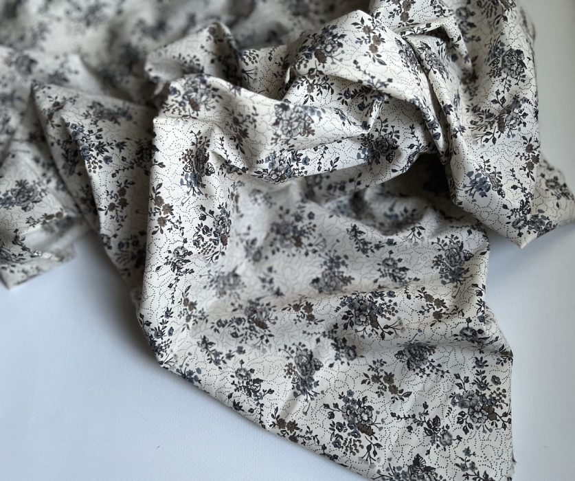 Jeanne - Batiste de coton bio SILKYNE à imprimé fleuri automne Tissus issus de l'agriculture biologique  - 8